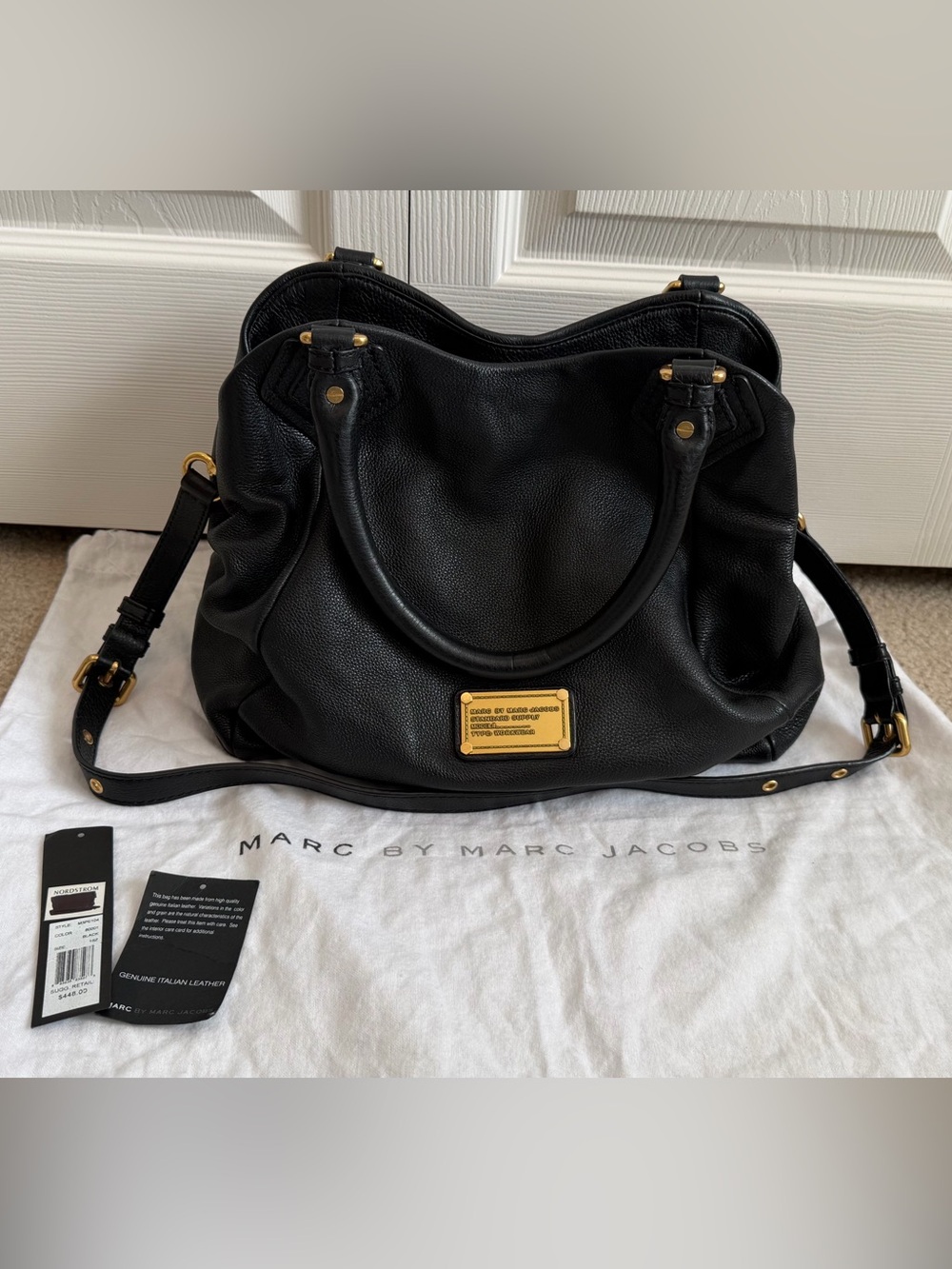 Marc by Marc Jacobs Black Pebbled Leather Purse with Gold Hardware